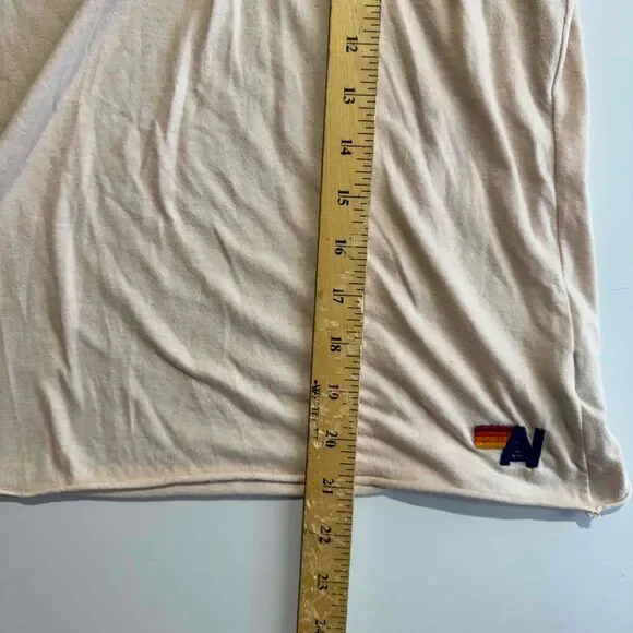 Aviator Nation Cream Short Sleeve T Shirt With Heart Patch Medium Soft Flawed - Picture 13 of 15